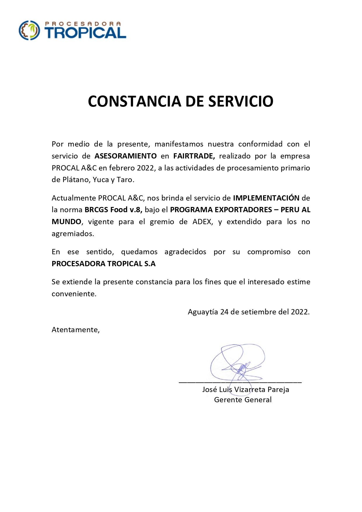 Constancia de Implementación HACCP 38