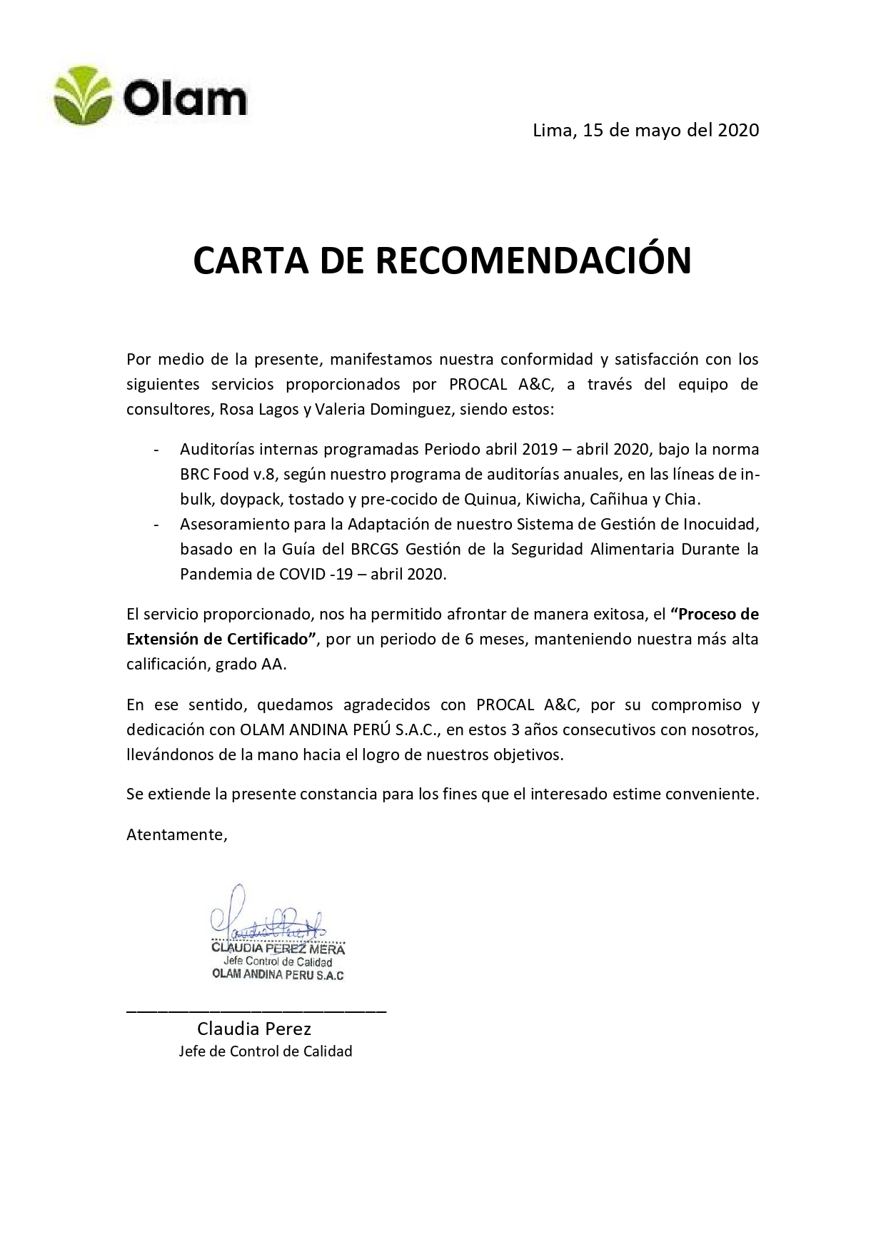 Constancia de Implementación HACCP 29