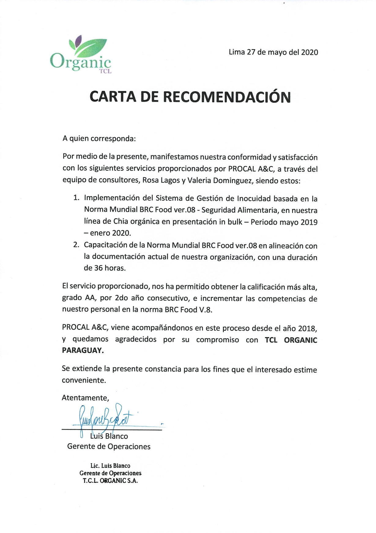 Constancia de Implementación HACCP 41