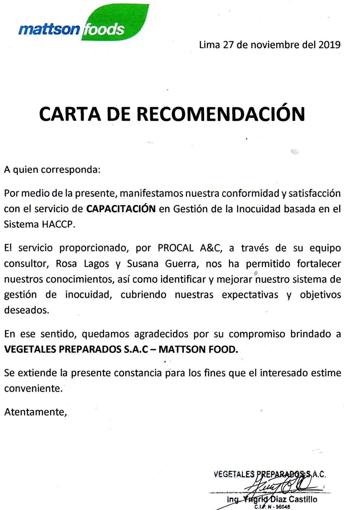 Constancia de Implementación HACCP 17