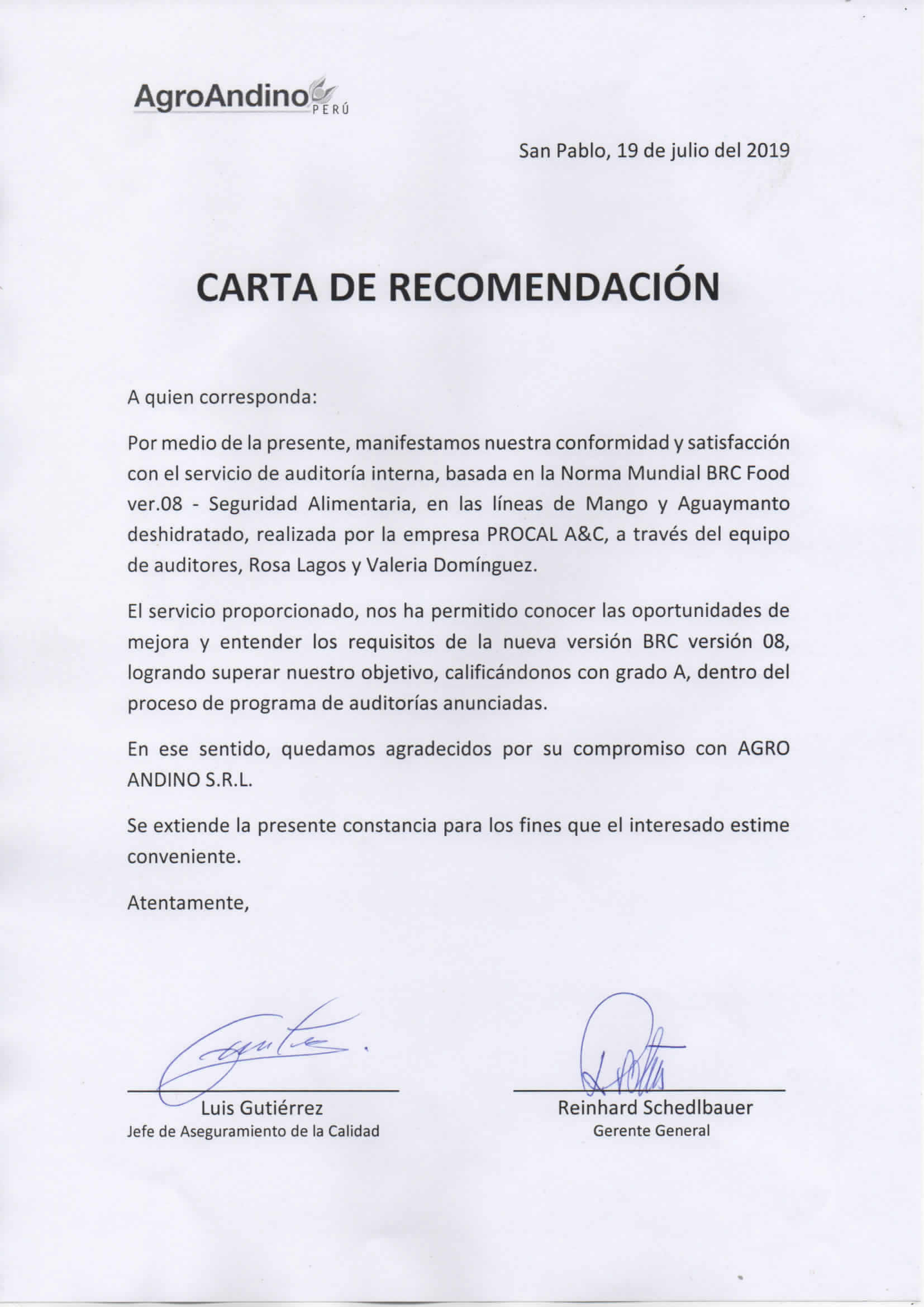 Constancia de Implementación HACCP 11