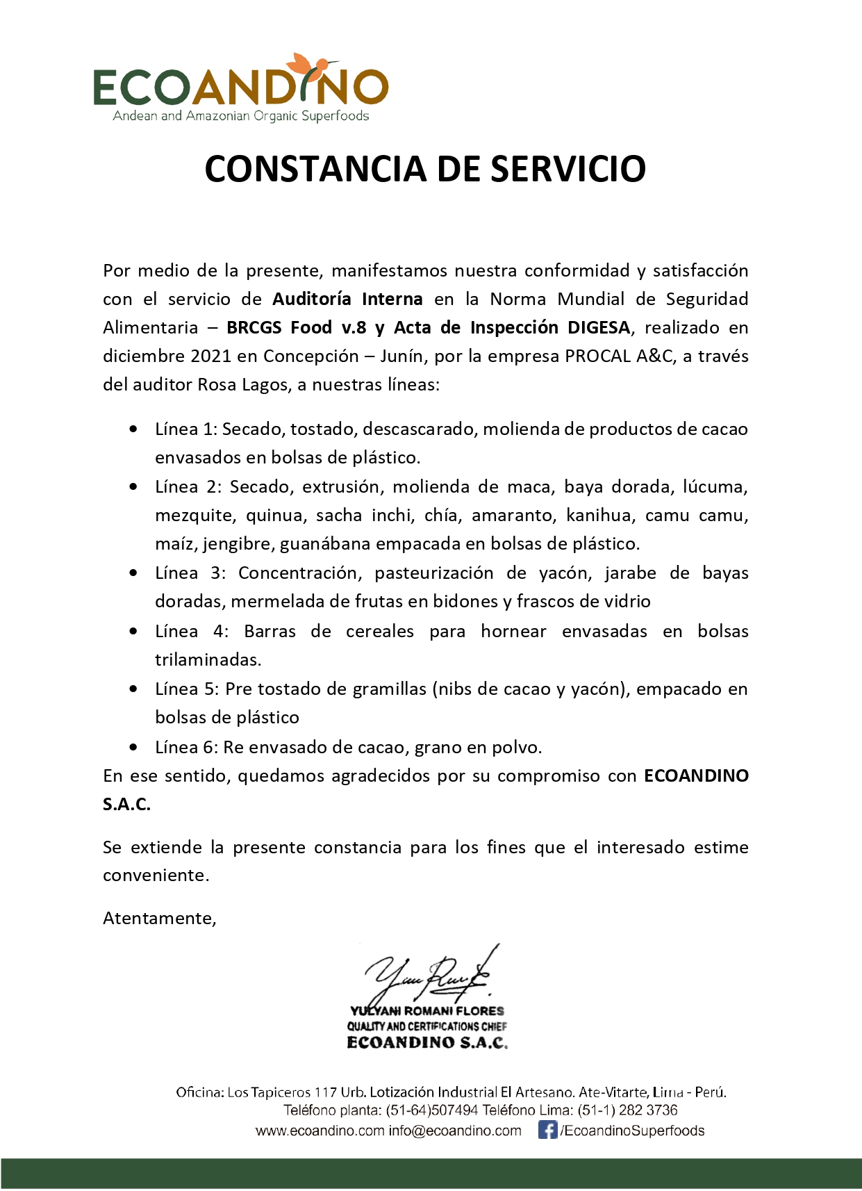 Constancia de Implementación HACCP 37