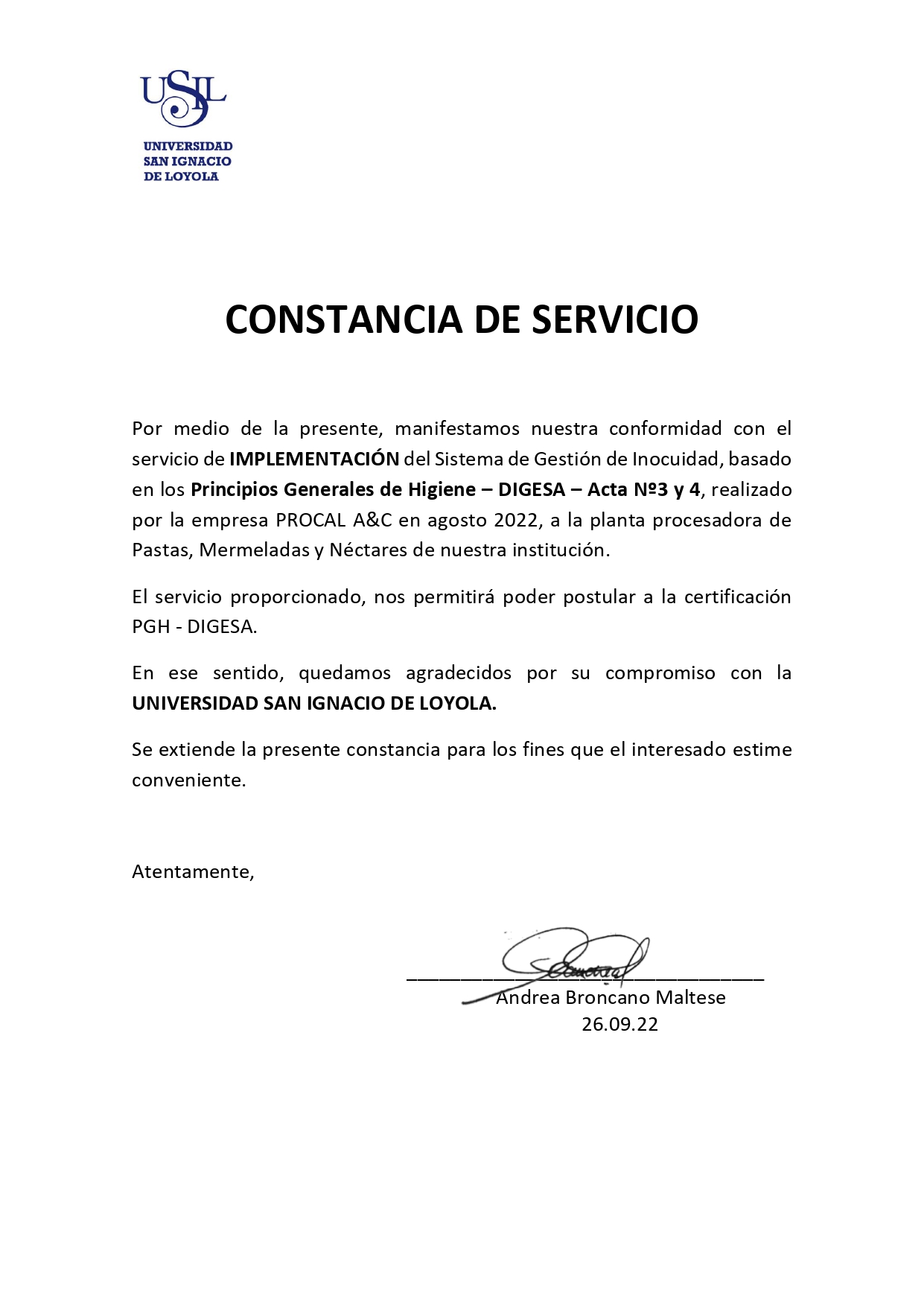 Constancia de Implementación HACCP 31